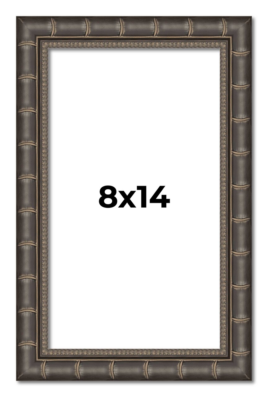 8x14 Modern Bamboo Picture Frame with UV-Resistant Acrylic & Acid Free Backing, Available in 5 Finishes - Gold, Silver, Brown, Black, and Natural